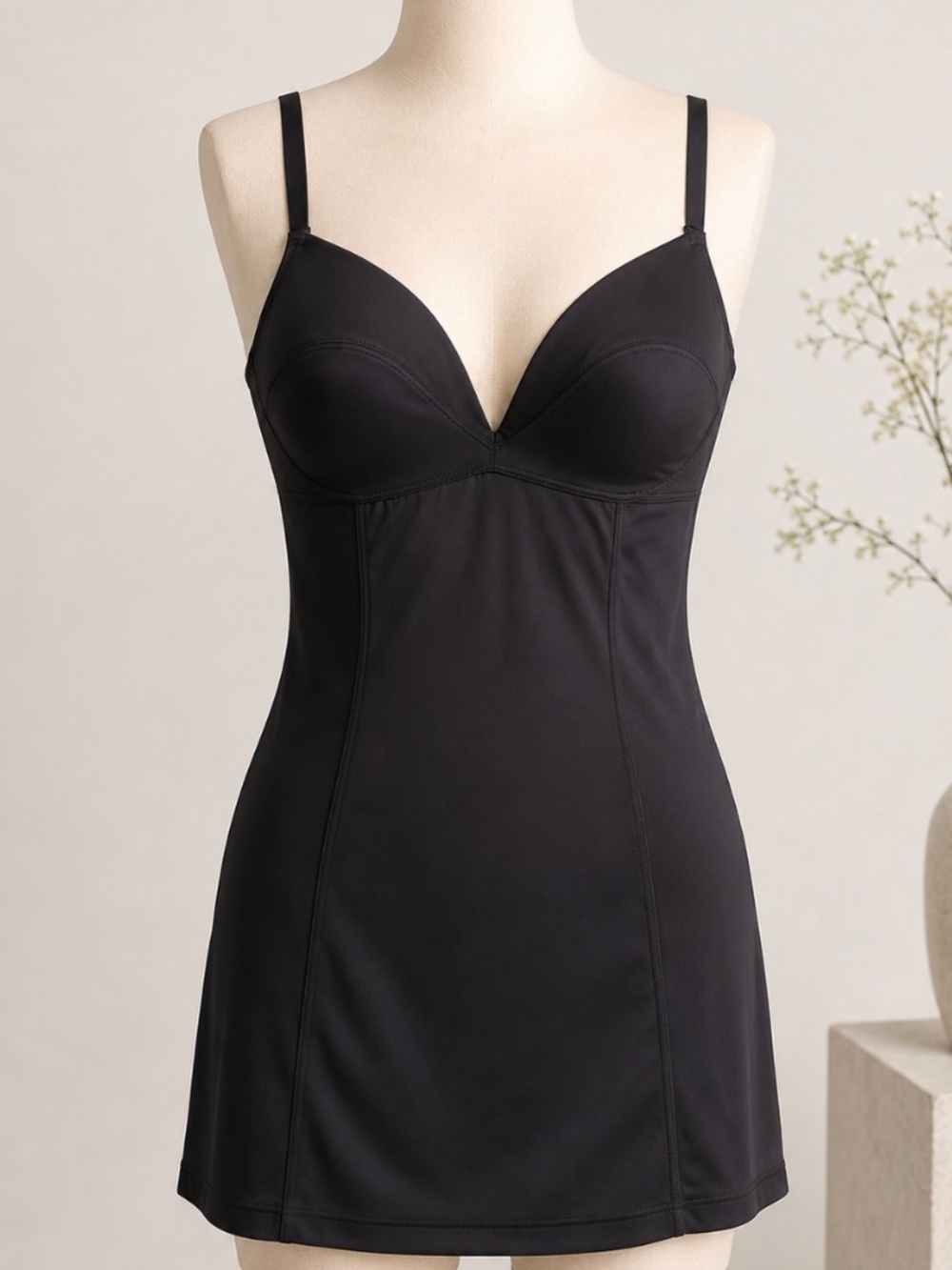 F.I.T. Inside Scoop Shaping Slip Dress Black Underwire Tummy Control NWT size XL